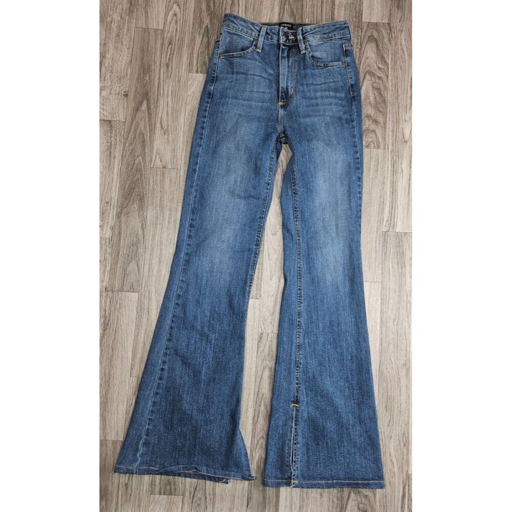 Just Black Womens Size 24 Flare Split Hem Pockets Denim Blue Jeans